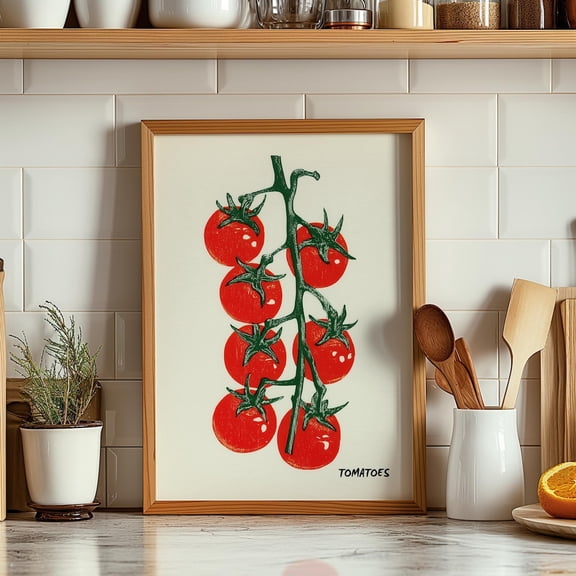 Minimalist Tomato Kitchen Food Wall Art, Unframed Paper Print Size 8x12