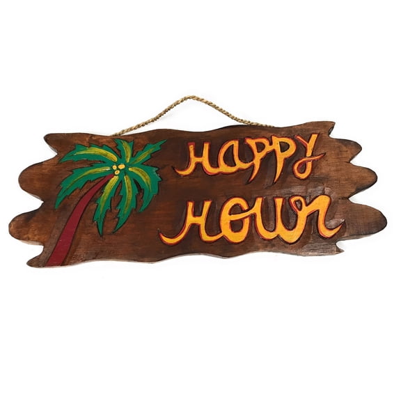 Tiki Bar "Happy Hour" Driftwood Sign 20" - Tropical Accents | #dpt5274