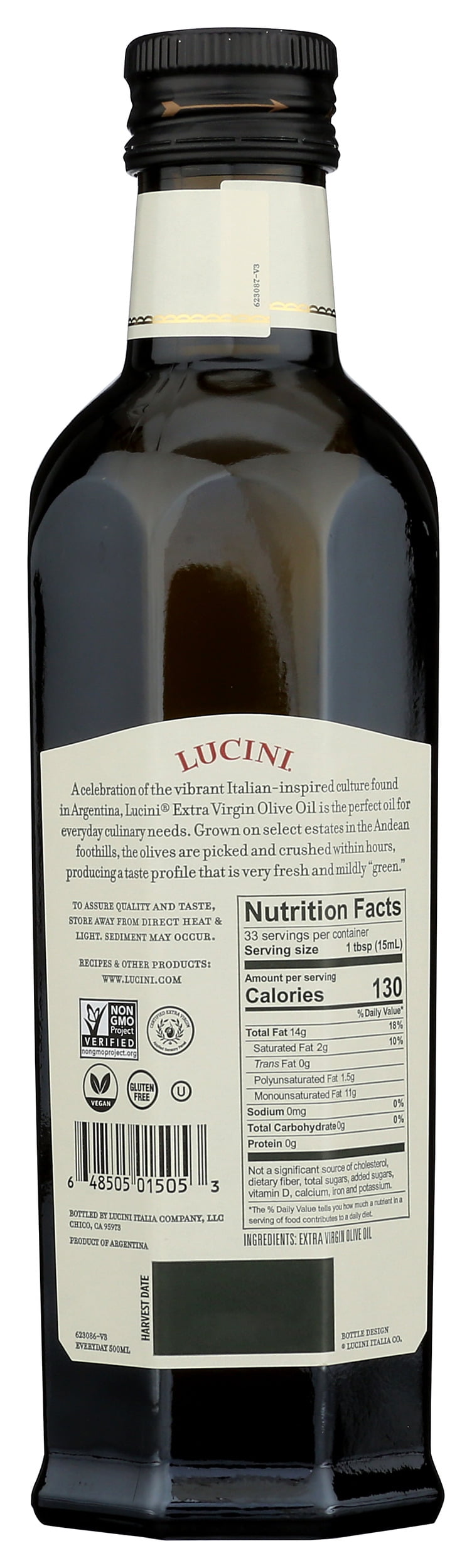 Pack of 6, Lucini Everyday Extra Virgin Olive Oil, 16.9 fl oz