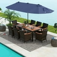 thumbnail image 2 of Costway 11 PCS Patio Dining Set with 15ft Double-Sided Patio Umbrella (Base Included) Navy, 2 of 11