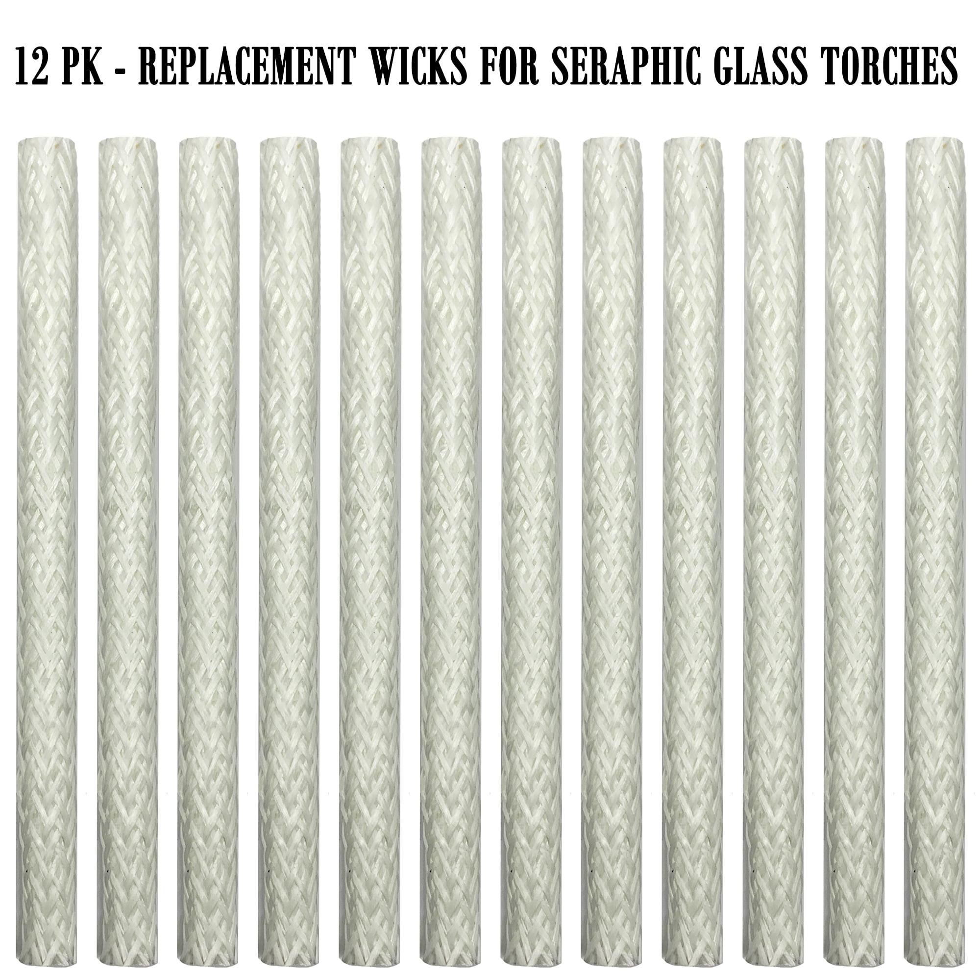 Seraphic Fiberglass Replacement Wicks for Glass Tabletop Torches, Pack of 12