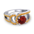 thumbnail image 3 of 2.50 Carat Unique Round Cut Garnet & Citrine Gemstone Bridal Ring for Women 18K White Gold Size 6.5 by Diamond-Capitals, 3 of 8