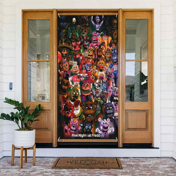 Five Nights at Freddy's Door Cover Decorations Door Banner Porch Sign Banner For Indoor Outdoor Wall Home Party Supplies 72.8 x 35.4 Inch