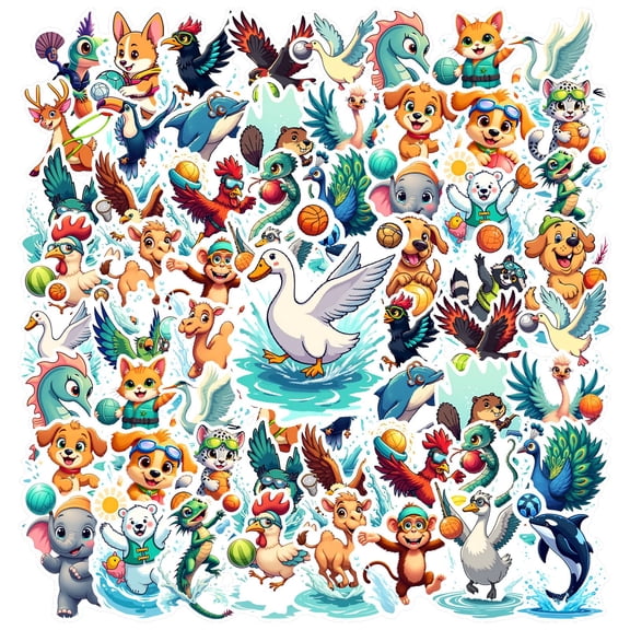 35pcs-50pcs Cute Animal Stickers Cartoon Kids Stickers Waterproof Graffiti for Luggage Laptop Phone