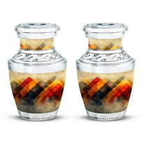 SUBSH Rustic Diamond Tapestry - Ashes Keepsake - Personal Urns for Ashes Mini - Urns for Mom - Cremation Urns for Human Ashes Adult Male (10 inch) Cremation Companion Urns (Size - 3inch,2pcs)