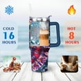 thumbnail image 4 of 40oz Boho Tie Dye Stainless Steel Flip Straw Tumbler Spill Proof Travel Cup Double Wall Vacuum Insulated Coffee Mug with Top Handle, 4 of 6