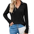 thumbnail image 2 of BLVB Womens V Neck Sweaters Fall Long Sleeve Knit Ribbed Tops Tunic Pullover Sweater Casual Lapel Shirts Blouses, 2 of 7