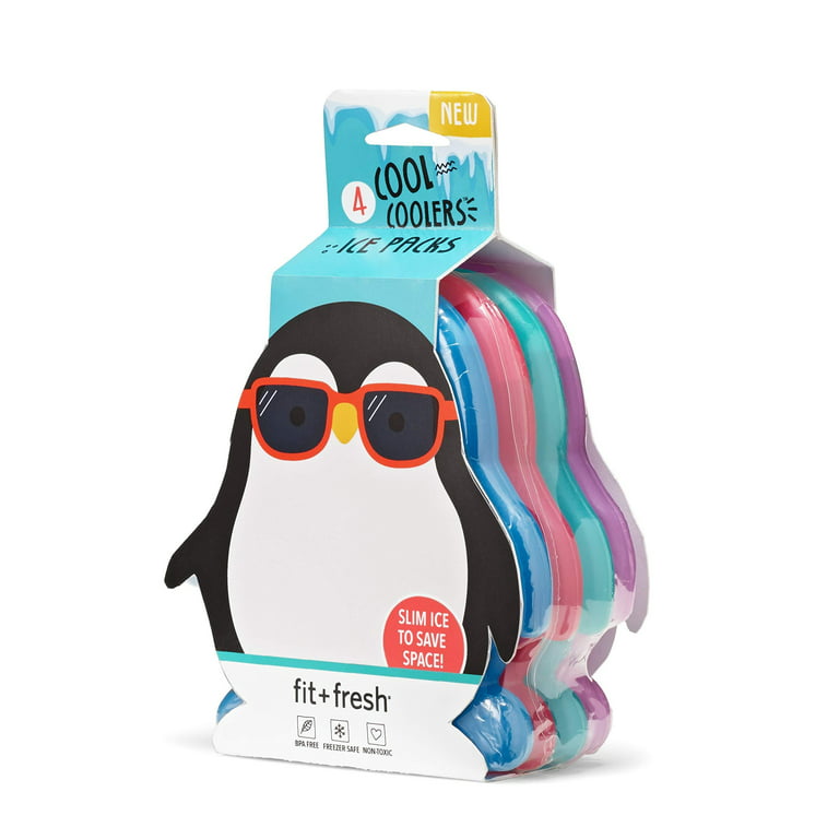 Fit & Fresh, Penguins Cool Coolers Lunch Ice Packs, Set of 4