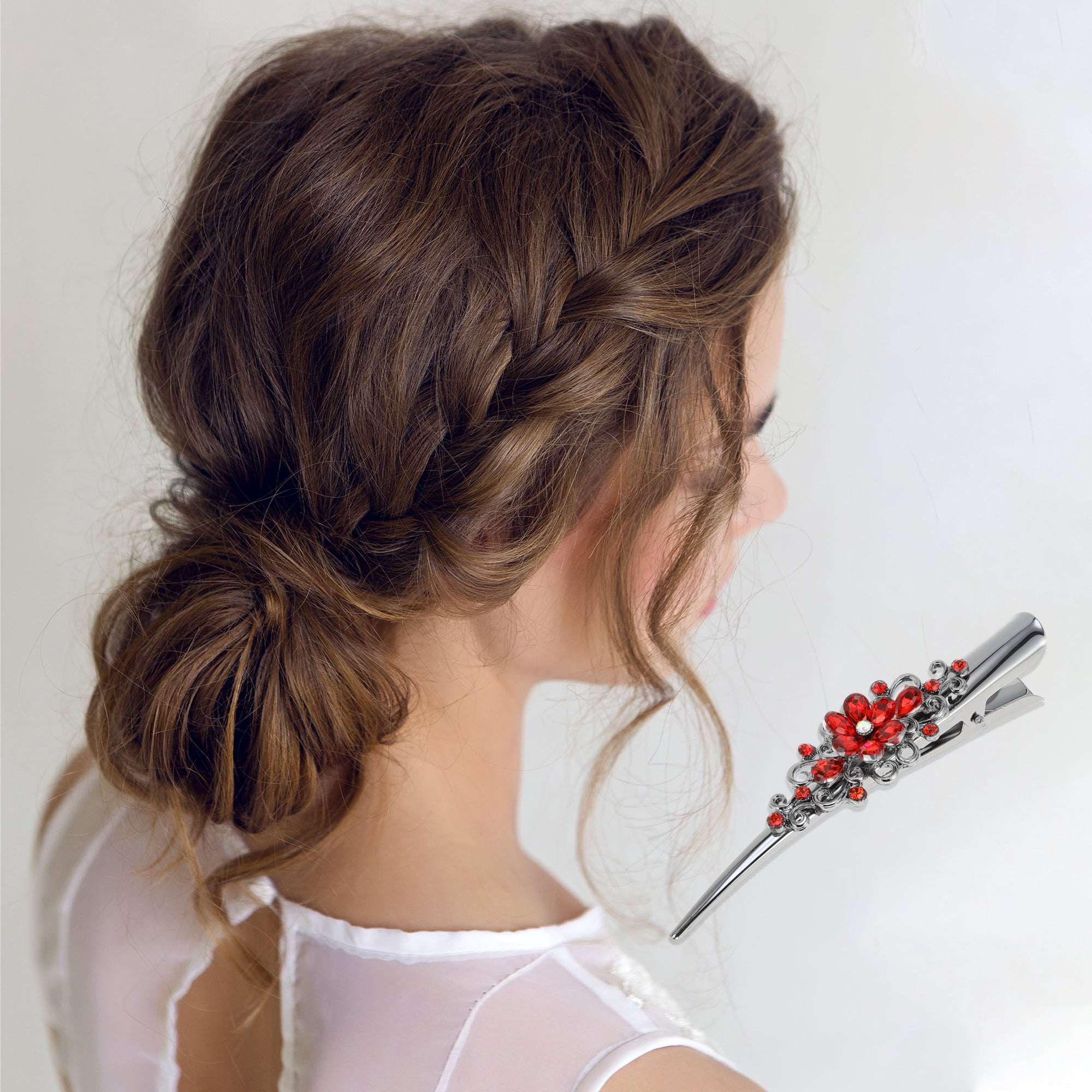 Unique Bargains Vintage Floral Hair Clips Black Blue White Brown Red 5 Pcs