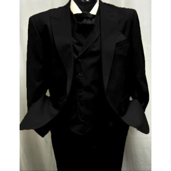 Mens Black Wool Suit Double Breasted Vest Alberto Gadson54