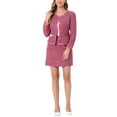 thumbnail image 2 of INSPIRE CHIC Women's Suit Set 2 Piece Outfits Plaid Tweed Short Blazer Jacket and Skirt Sets L Hot Pink, 2 of 5