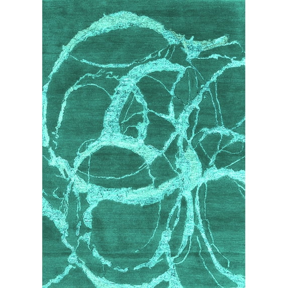 Ahgly Company Indoor Rectangle Abstract Turquoise Blue Contemporary Area Rugs, 7' x 9'