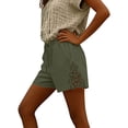 thumbnail image 4 of Cagogo Womens Elastic Waist Flowy Shorts Casual Loose Boho Beach Vacation Shorts Solid Summer Travel Denim Style Lounge Pants for Women, Army Green S, 4 of 5