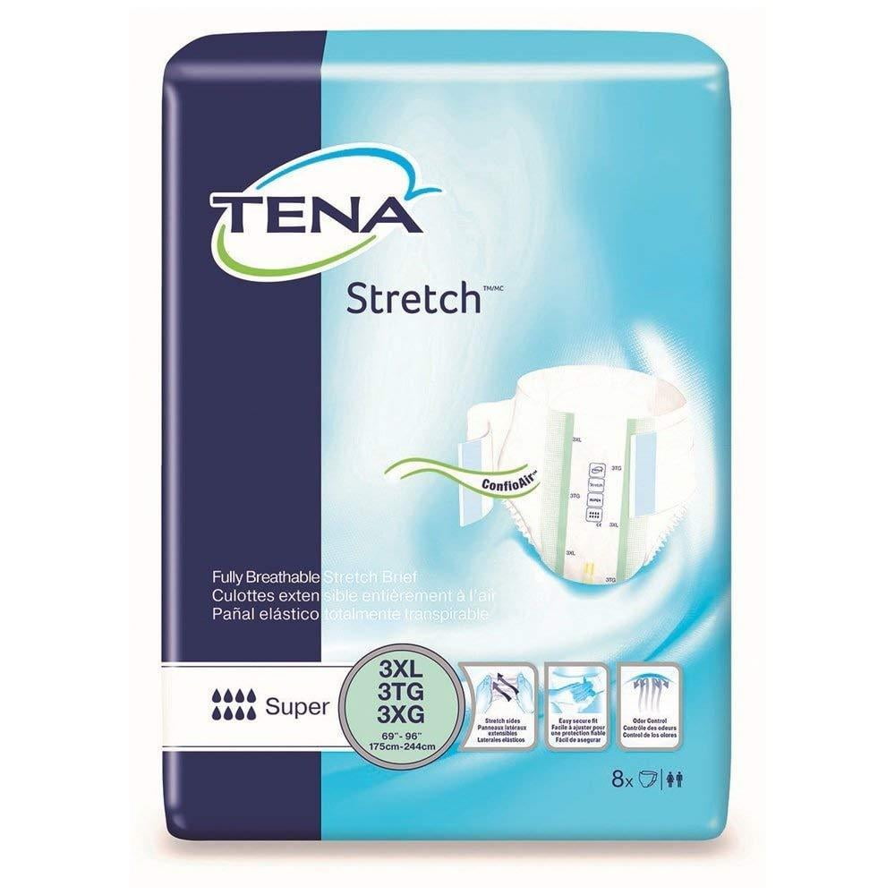TENA Stretch Bariatric Incontinent Brief, White/Green, 3XLarge, 32 Ct