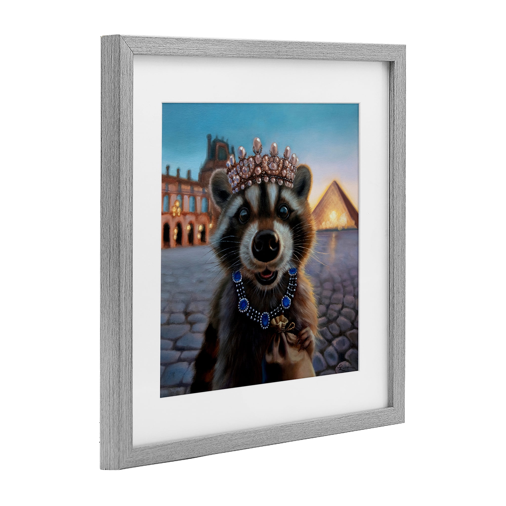 Stupell Industries Louvre Loot Raccoon Gray Framed Print Under Glass, design by Lucia Heffernan