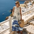 thumbnail image 3 of Xoenoiee Wave Boat Compass Print Summer Dresses for Women Long Flowy A Line Sleeveless Maxi Sundresses with Pockets, Cotton Linen Lightweight Boho Beach Vacation Clothes Resort Wear, Size 3XL, 3 of 7