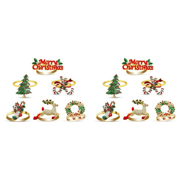 Servilleteros Navideños del Juego 12, Delicadas Decoraciones de Mesa para Navidad Vacaciones Bodas Banquetes Cumpleaños Decoración de Mesa Diaria