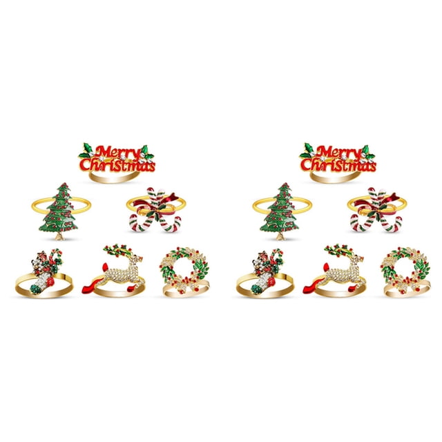 Servilleteros Navideños del Juego 12, Delicadas Decoraciones de Mesa para Navidad Vacaciones Bodas Banquetes Cumpleaños Decoración de Mesa Diaria