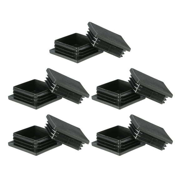 Square Plastic Hole Plugs 2.2inch, Tubing Insert End Cap, Black 10 Pack