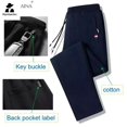 thumbnail image 3 of Pantalones deportivos de algodón para hombre, chándal de cintura elástica, holgado, para gimnasio, Otoño, M- 8XL, 3 of 5