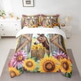 thumbnail image 2 of Homewish Funny Farm Donkey Bedding Comforter Set 7pcs, Cartoon Rustic Sunflower Queen Bedding Sets, Teens Kids Boys Girls Queen Sheet Sets, Breathable Home Decor, 2 of 7