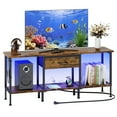 thumbnail image 6 of GYIIYUO 55 inch TV Stand with LED Lights, Power Outlets & Fabric Drawer, Rustic Brown Entertainment Center with Storage for Living Room, Bedroom, 6 of 12