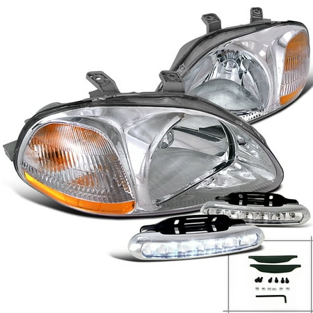 - Spec-D Tuning 1996-1998 Honda Civic 2 3 4 Door, Chrome Housing Headlights, Led Daytime Running Lights (Left + Right) 96 97 98