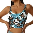 thumbnail image 2 of Haiem Lilies Flowers Pattern Womens Sports Bra - U Neck Padded Low Impact Yoga Bra Workout Crop Top Gym Moisture-Wicking Workout Vest -Large, 2 of 9