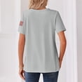 thumbnail image 5 of 250th Anniversary Shirts for Women 2026 - Patriotic "We the People" V-Neck Button Short Sleeve Tee - Vintage Distressed USA Flag Graphic Top Light Gray L, 5 of 5
