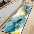 thumbnail image 6 of Teal Yellow Gold Ink Wash Hallway Runner Rug, 60x18 Inches Abstract Watercolor Long Floor Mat, Non-Slip Washable Modern Art Rug for Entryway Kitchen, 6 of 9