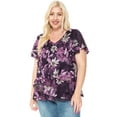 thumbnail image 3 of Women's Printed Mesh V-Neck Short Sleeve Ruffle Top, 3 of 4