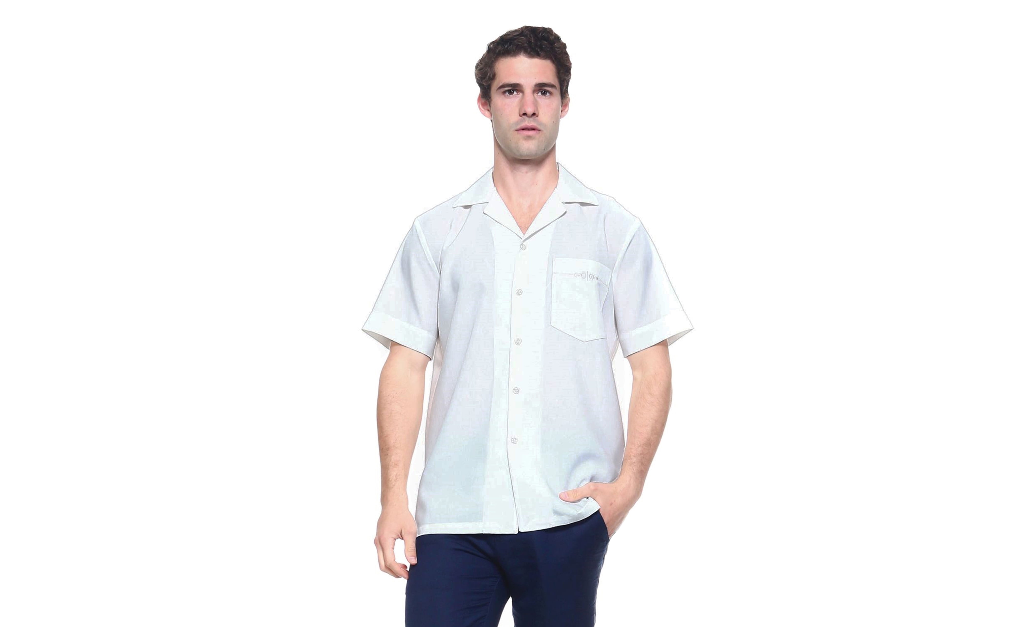 JXG Men Long Sleeve Plus Size Lapel Embroidery Button up Dress Shirts