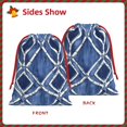 thumbnail image 4 of Super Soft Fabric Gift Bag Contraction Free Bag Mouth Pull Rope Design Red Ribbon Mouth For The Festival Indigo Moroccan Trellis Hand-Drawn Sketch_3 Medium, 4 of 8