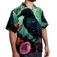 thumbnail image 2 of Crow Men's Short Sleeve Casual Printed Button Down Beach Shirt - Summer Unisex Top, 2 of 6