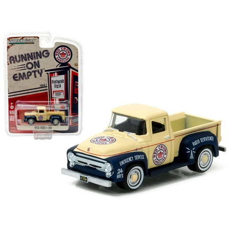 - 1956 Ford F-100 Red Crown Gasoline Pickup Truck 1/64 Diecast Model Car by Greenlight