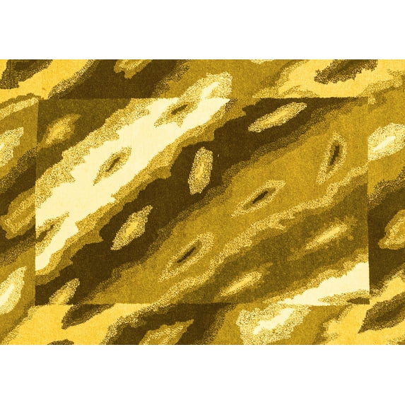 Ahgly Company Indoor Rectangle Abstract Yellow Modern Area Rugs, 4' x 6'