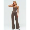 thumbnail image 2 of IDOPIP Two Piece Workout Sets for Women Racerback Compression Contrast Tank Top Matching High Waist Wide Leg Yoga Jogger Tummy Control Bell Bottom Flare Pants Pilates Running Outfits, 2 of 5