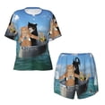 thumbnail image 4 of Xecao Two Brave Cats Are Floating On The Sea Iceberg print Swimsuit for women, Summer-ready, sporty style.Quick-dry fabric. Many sizes & colors., 4 of 9