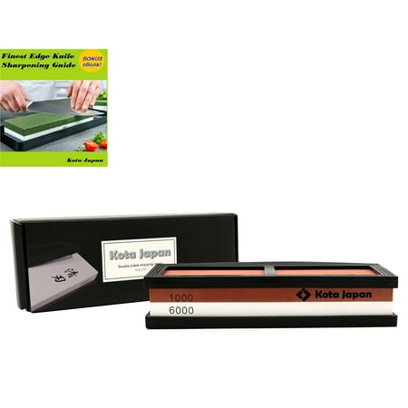 Kota Japan # 1000-6000 Grit Premium Whetstone. Knife Sharpening Stone VALUE BUNDLE Kit. ENJOYABLE, Smooth, EFFORTLESS. NO-SLIP Base, Utmost SAFETY, Superior QUALITY, Perfect (Best Knife Sharpening Stone Kit)