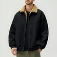 thumbnail image 2 of Corduroy Lined Jacket Winter Warm Fleece Collar Casual Outerwear Coats For Daily Street Style Comfort-Black-L, 2 of 6