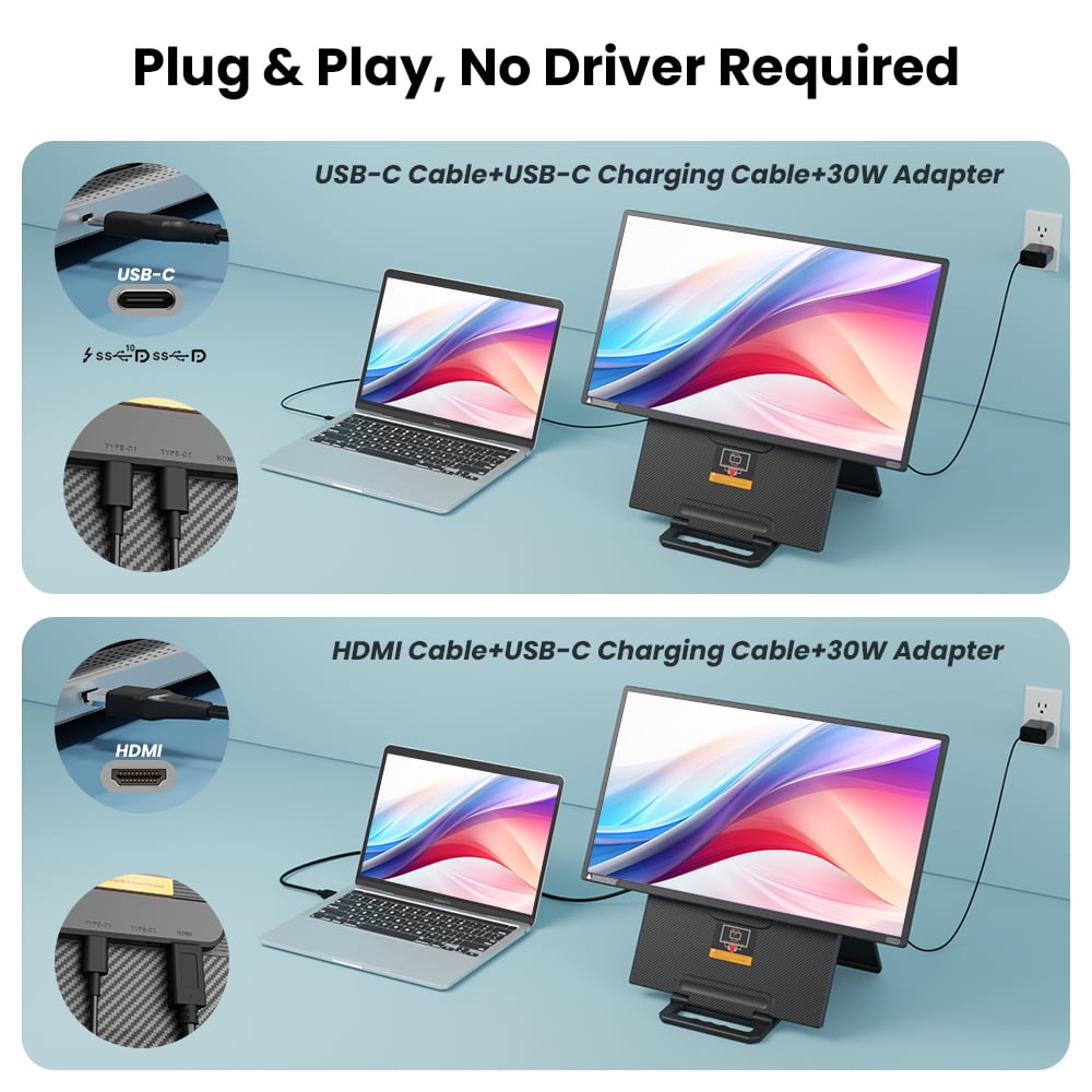 24" Large Portable Monitor, 2026 Upgraded FHD 1080P 100Hz Portable Screen for Laptop, 125% sRGB IPS Portable Second Monitor with Adjustable Stand for Windows/Mac/Linux/Chrome