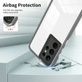 thumbnail image 5 of SaniMore for Samsung Galaxy S22 Ultra Case Slim Transparent [Not Yellowing Technology], Rugged PC & TPU Bumpers Built-in Detachable Lens Protector Shockproof Protective Cover, Black, 5 of 7
