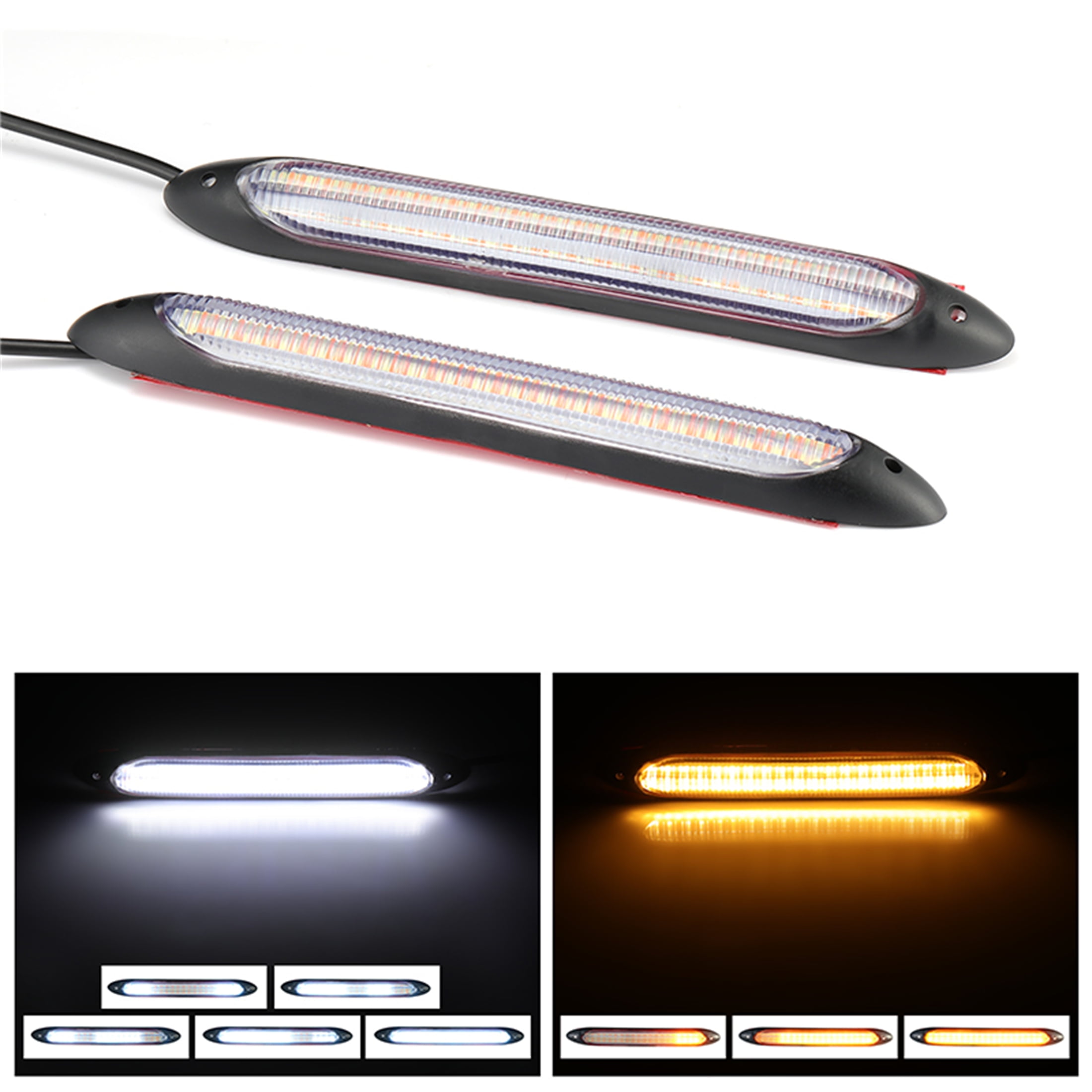 6Inch DRL LED Headlight Strip Light Daytime Running Sequential Turn