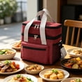 thumbnail image 6 of Double-Layer Insulated Lunch Bag, Portable Thermal Lunch Tote with Shoulder Strap, Leakproof Cooler Bag for Work, Picnic and Travel, 6 of 7