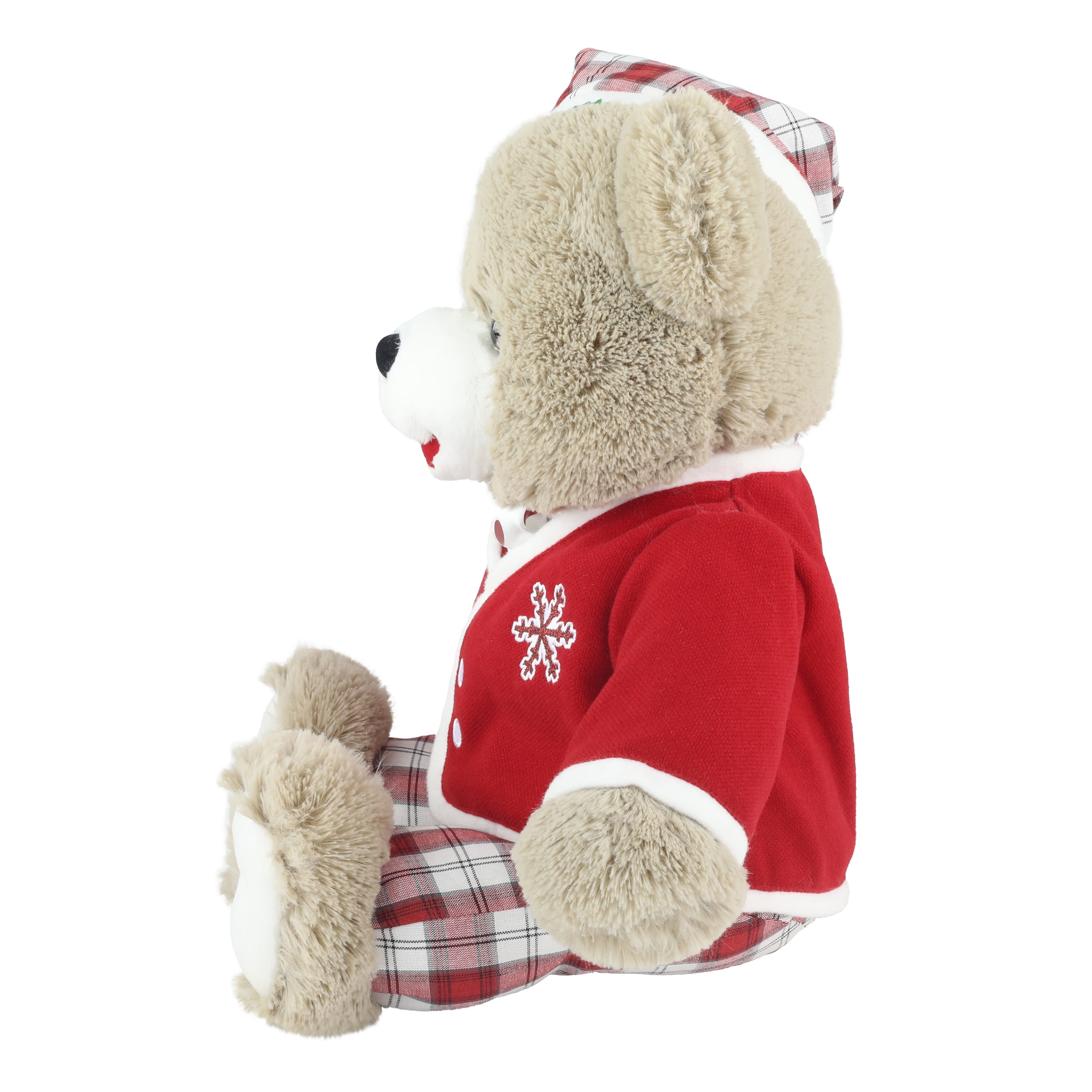 Holiday Time 15 inch Snowflake Teddy Bear 2022, Snowflake Red Dress Girl 