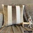 thumbnail image 4 of Pillow Covers, Decorative Brown 18"x18" (45x45 cm) Throw Pillow Covers, Velvet Patchwork Throw Pillows For Sofa, Striped Pattern Modern Style - Velvet Band Taupe, 4 of 10