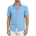 thumbnail image 4 of COSFO Casual Men's Button Down Shirts Short Sleeve Striped Summer Shirt Classic Fit Vacation Beach Collared Shirts for Men 3xl, 4 of 5
