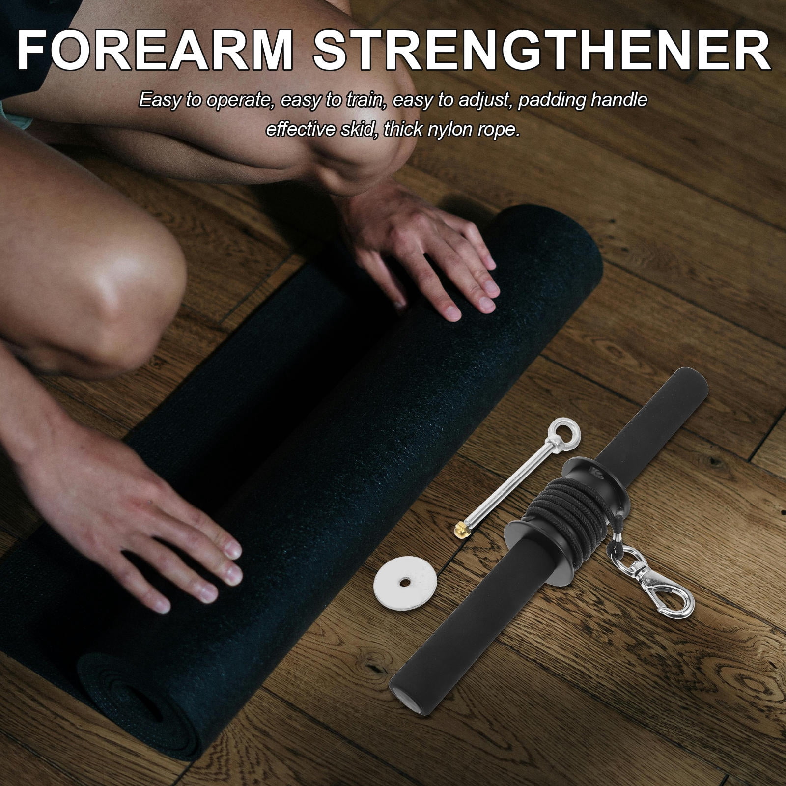 PTOOTP Adjustable Wrist and Hand Grip Strengthener Set, Black - Fitness, Workout, Rehab Arm Exerciser for Strength Training