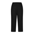 thumbnail image 7 of Ecqkame Women's Cropped Yoga Pants Plus Size Elastic Waist Stretchy Workout Pants Solid Color Casual Loose Pants with Pocket 02-Black XL, 7 of 7