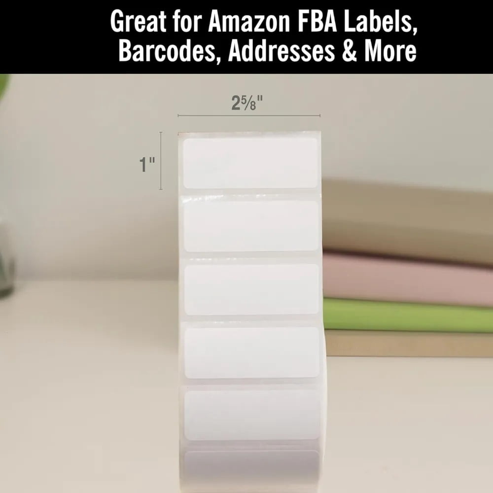 Thermal Label Printer Roll - 6000 (1 X 2 5/8) Permanent Amazon FBA Shipping Labels (3 Rolls of 2000) - 100% Compatible with FBA, Rollo & Zebra Printers